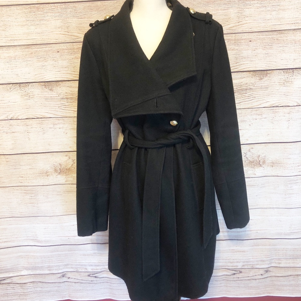 Guess fit and flare belted Wool wrap Coat